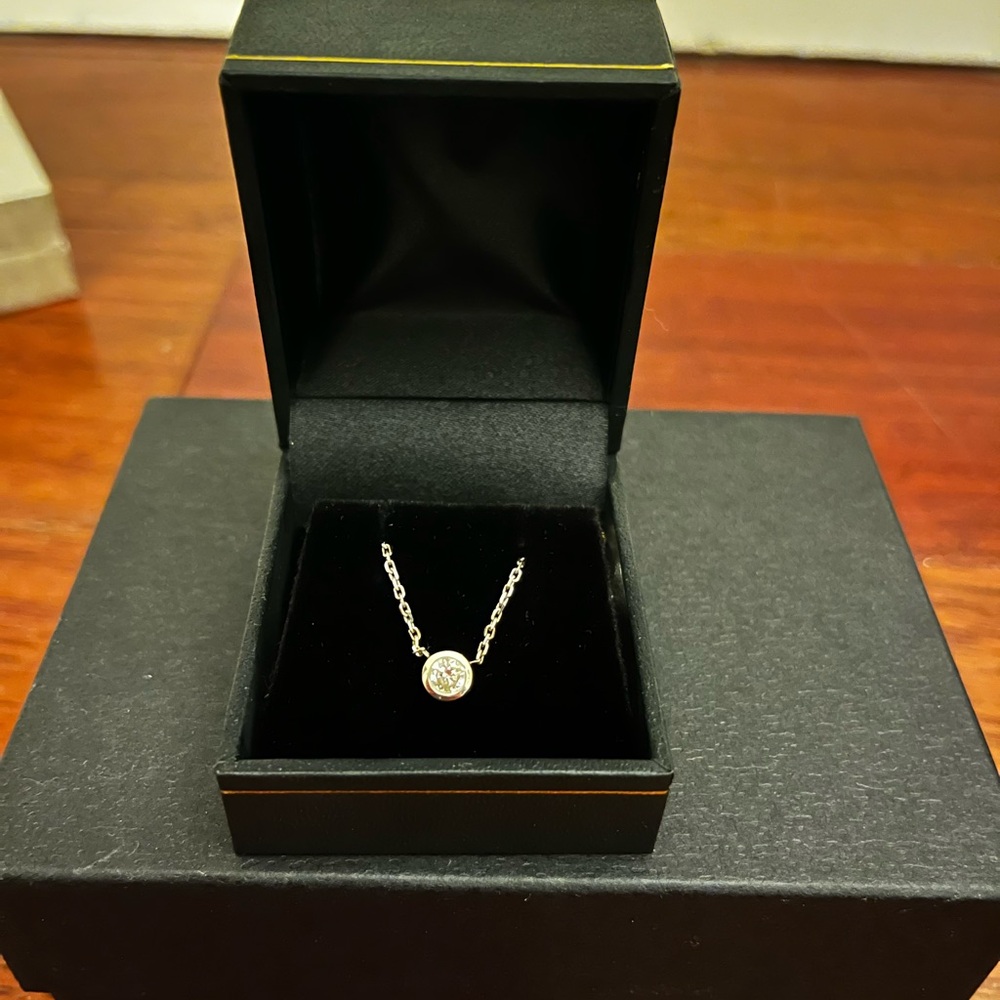 Classic Bezel Diamond Pendant Necklace in Silver